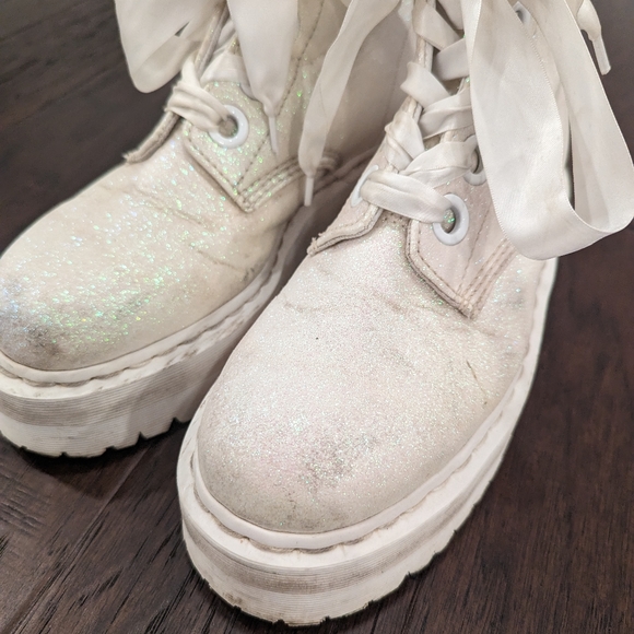 DOC MARTENS Molly Glitter platform lace-up combat boots size 11 - Picture 6 of 14